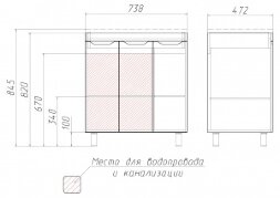 Тумба под умывальник Andrea 3D без ящиков