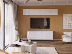 Модульная гостиная Ливерпуль 2, белый/белый глянец 