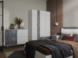 Комод Ливерпуль, белый/бетон темный