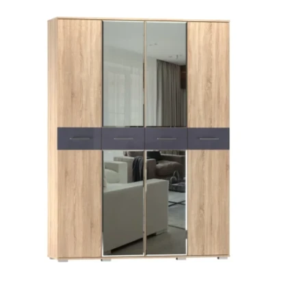 Шкаф 4-х створчатый Бьянка, Сонома/Графит 